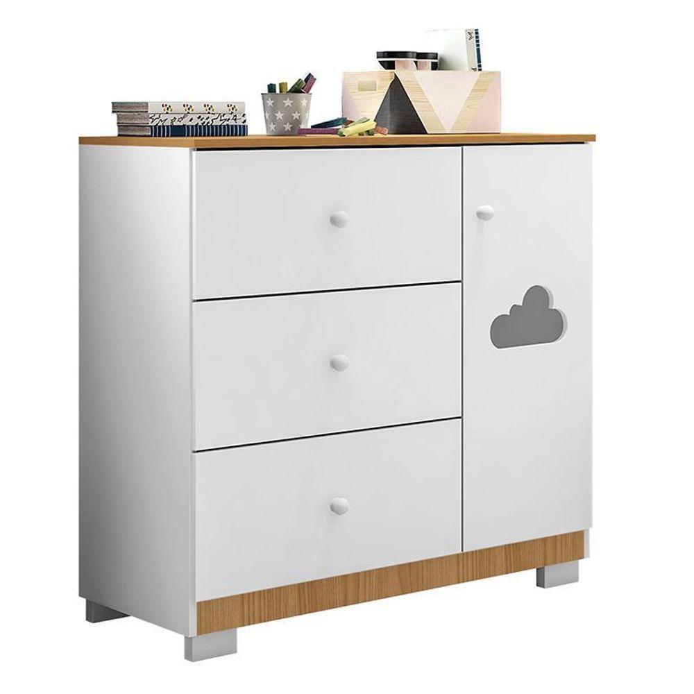 Cômoda Infantil Ane 1 Porta E 3 Gavetas Branco/carvalho - Phoenix Baby - 2