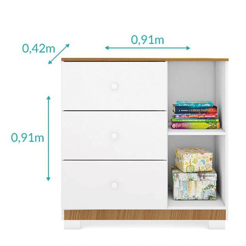 Cômoda Infantil Ane 1 Porta E 3 Gavetas Branco/carvalho - Phoenix Baby - 3