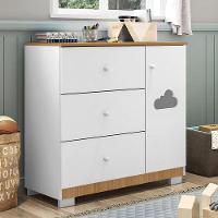 Cômoda Infantil Ane 1 Porta E 3 Gavetas Branco/carvalho - Phoenix Baby - 1