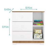 Cômoda Infantil Ane 1 Porta E 3 Gavetas Branco/carvalho - Phoenix Baby - 3