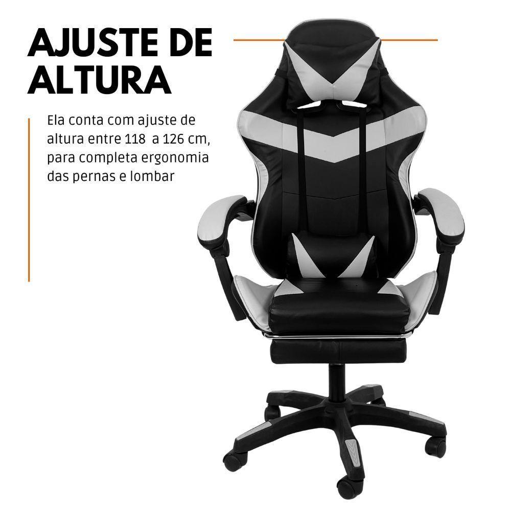 Cadeira Gamer Stillus Ergonômica Com Apoio Para Os Pés - Preto E Branco - 3