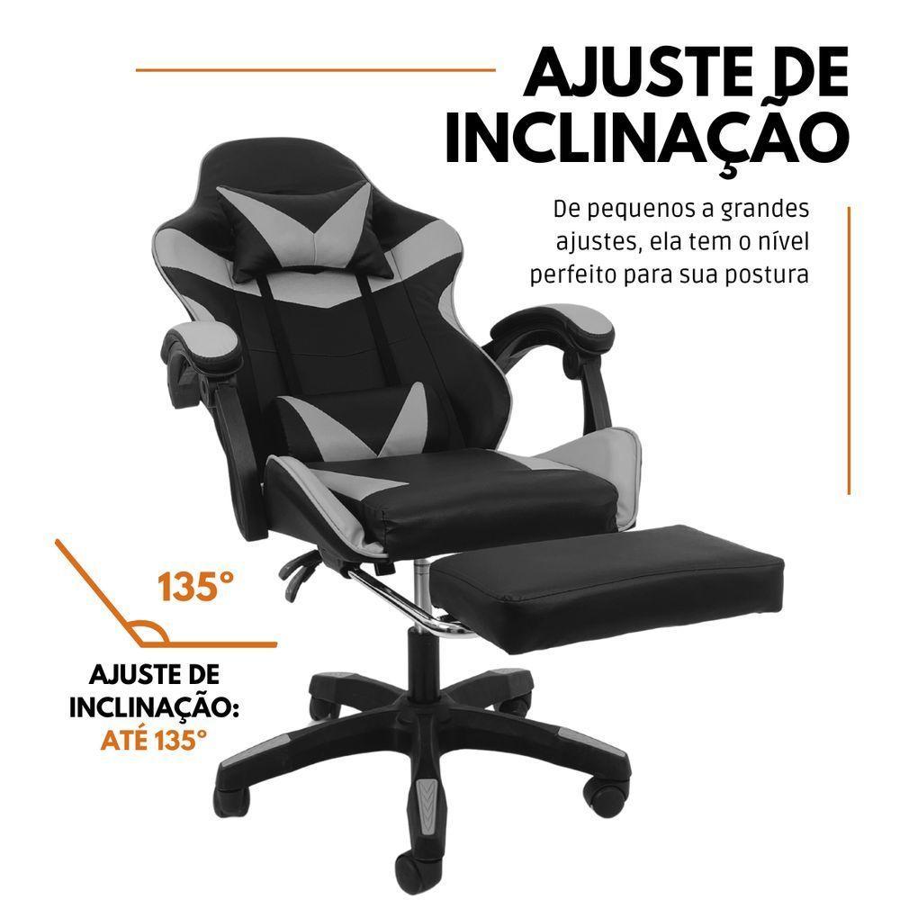 Cadeira Gamer Stillus Ergonômica Com Apoio Para Os Pés - Preto E Branco - 5