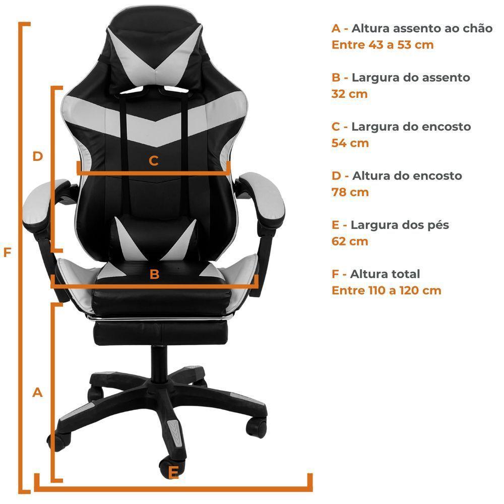 Cadeira Gamer Stillus Ergonômica Com Apoio Para Os Pés - Preto E Branco - 6