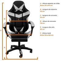Cadeira Gamer Stillus Ergonômica Com Apoio Para Os Pés - Preto E Branco - 6