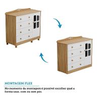 Cômoda Infantil Elô New 1 Porta Com Janela E 4 Gavetas Branco Brilho/amêndoa - Móveis Peroba