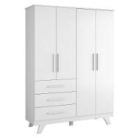 Guarda Roupa Infantil Retrô 4 Portas E 3 Gavetas Branco Brilho - Móveis Peroba - 1