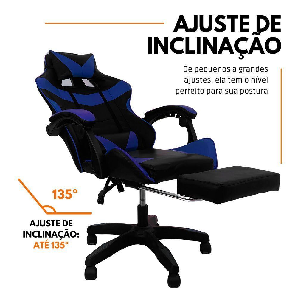 Cadeira Gamer Stillus Ergonômica Com Apoio Para Os Pés Azul - 5