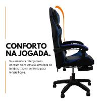 Cadeira Gamer Stillus Ergonômica Com Apoio Para Os Pés Azul