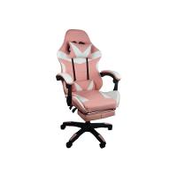 Cadeira Gamer Stillus Ergonômica Com Apoio Para Os Pés - Rosa E Branco - 1
