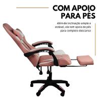 Cadeira Gamer Stillus Ergonômica Com Apoio Para Os Pés - Rosa E Branco - 3