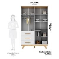 Guarda Roupa Infantil Retrô 4 Portas E 3 Gavetas Branco Brilho/amêndoa - Móveis Peroba