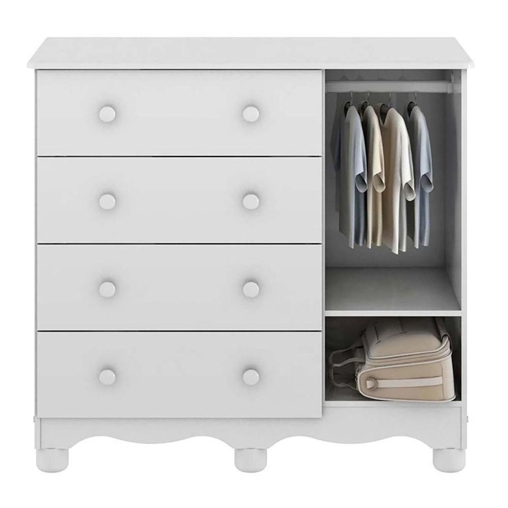 Cômoda Infantil Uli New 1 Porta E 4 Gavetas Branco Brilho - Móveis Peroba - 3
