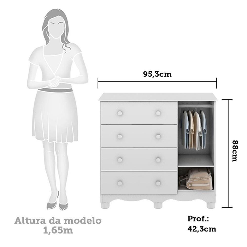 Cômoda Infantil Uli New 1 Porta E 4 Gavetas Branco Brilho - Móveis Peroba - 6
