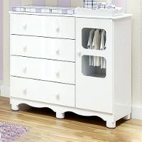 Cômoda Infantil Uli New 1 Porta E 4 Gavetas Branco Brilho - Móveis Peroba - 1