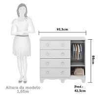 Cômoda Infantil Uli New 1 Porta E 4 Gavetas Branco Brilho - Móveis Peroba - 6
