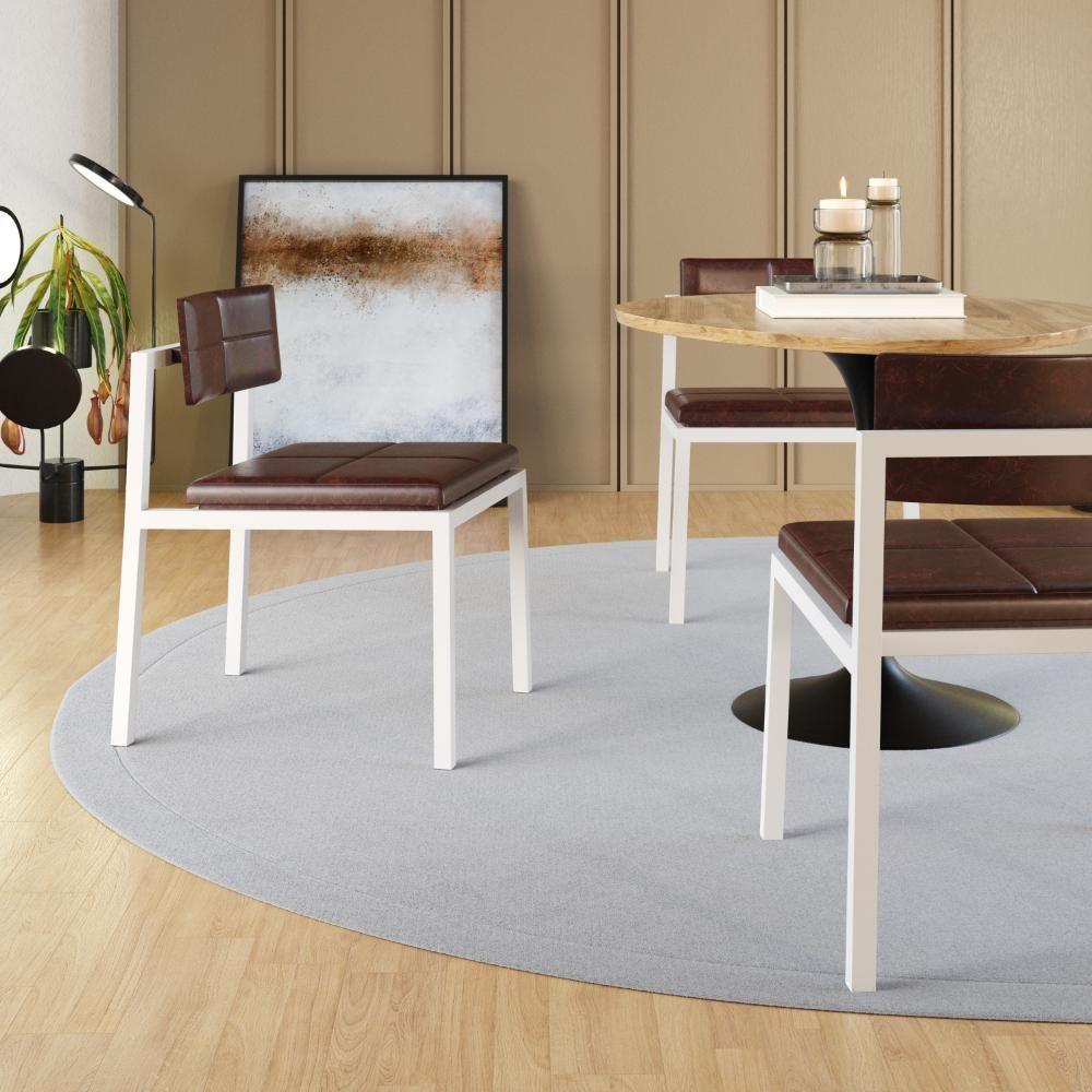 Cadeira Noah Encosto Anatômico Pés Brancos. Courino Café Courino Café - 4