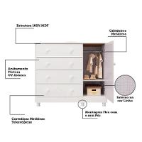 Cômoda Infantil Elô New 1 Porta E 4 Gavetas Branco Brilho - Móveis Peroba - 3