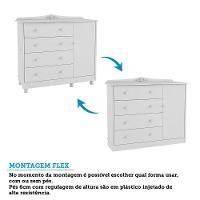 Cômoda Infantil Elô New 1 Porta E 4 Gavetas Branco Brilho - Móveis Peroba