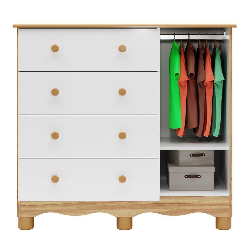 Cômoda Infantil Uli New 1 Porta E 4 Gavetas Branco Brilho/amêndoa - Móveis Peroba - 7