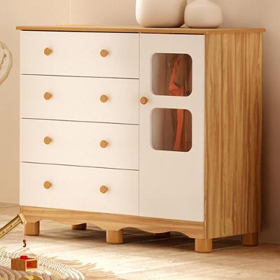 Cômoda Infantil Uli New 1 Porta E 4 Gavetas Branco Brilho/amêndoa - Móveis Peroba