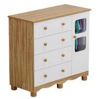 Cômoda Infantil Uli New 1 Porta E 4 Gavetas Branco Brilho/amêndoa - Móveis Peroba - 2