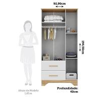 Guarda Roupa Infantil Popy Retrô Plus 3 Portas Com Janelas E 2 Gavetas Branco Brilho/amêndoa - Móveis Peroba - 5