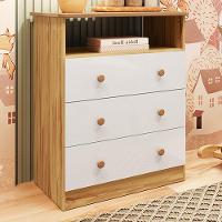 Cômoda Infantil Smim New 3 Gavetas Branco Brilho/amêndoa - Móveis Peroba - 2