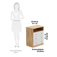 Cômoda Infantil Smim New 3 Gavetas Branco Brilho/amêndoa - Móveis Peroba