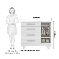 Cômoda Infantil Retrô 1 Porta Com Janela E 4 Gavetas Branco Brilho - Móveis Peroba - 5