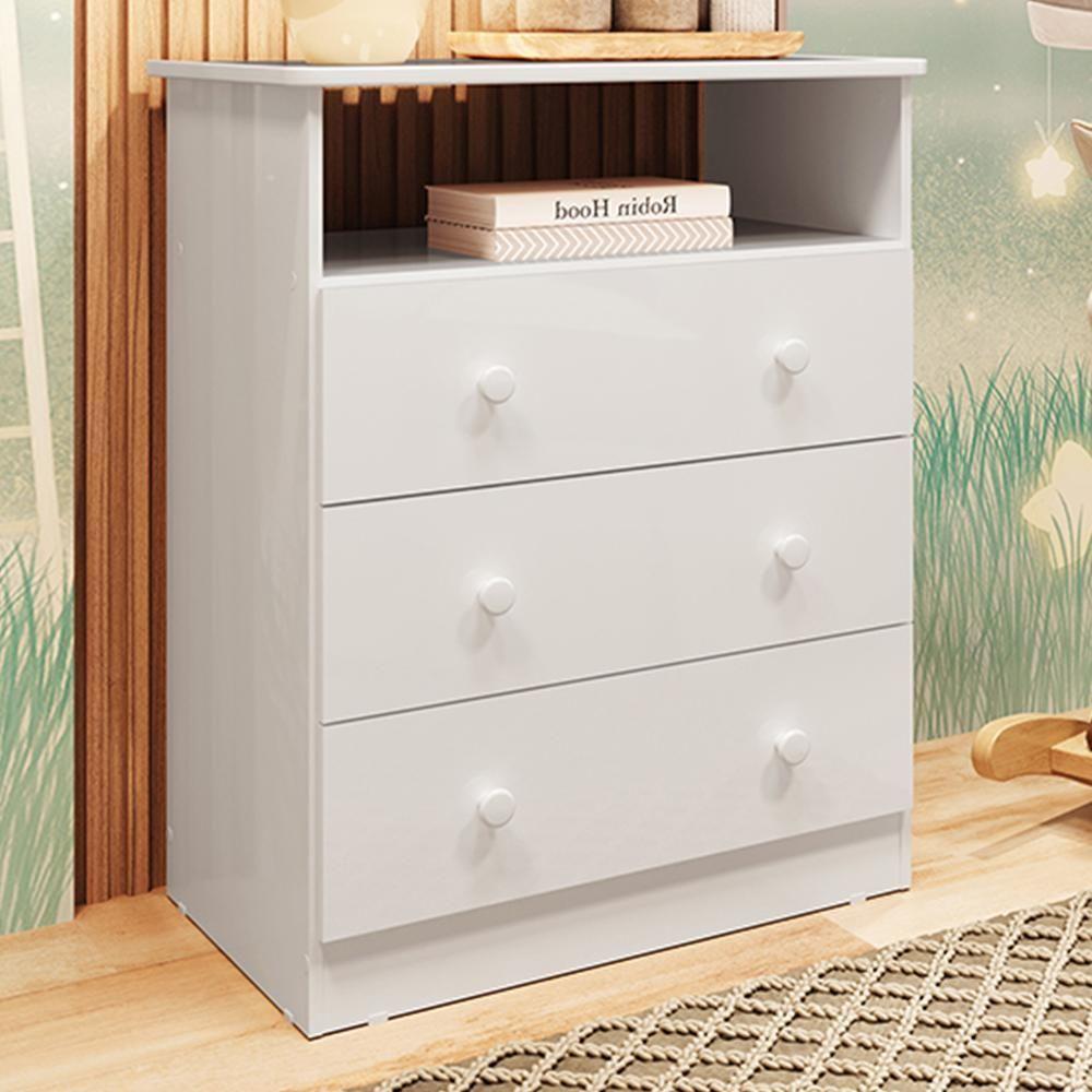 Cômoda Infantil Smim New 3 Gavetas Branco Brilho - Móveis Peroba - 2