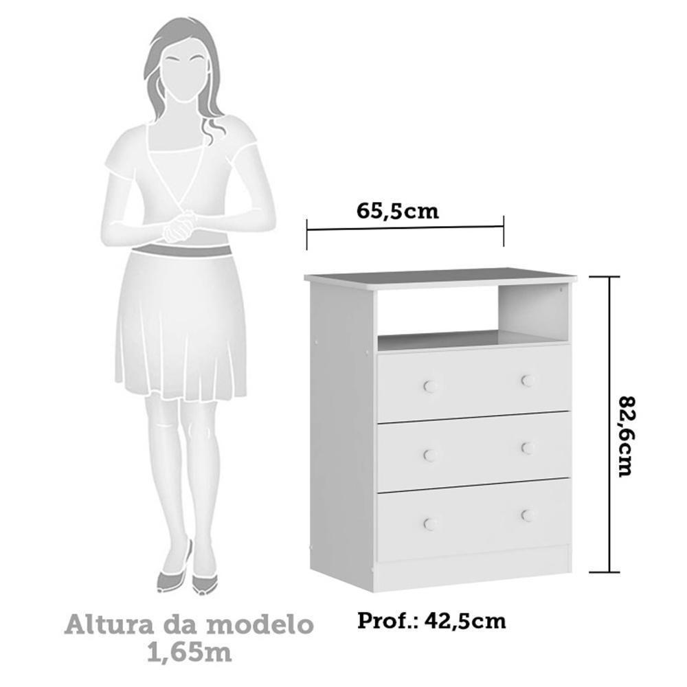 Cômoda Infantil Smim New 3 Gavetas Branco Brilho - Móveis Peroba - 4