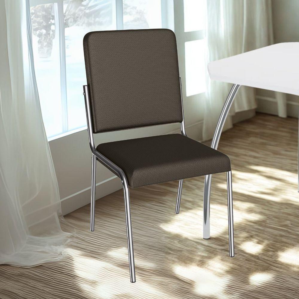 Kit 2 Cadeiras Cromada Sala Jantar 2C129CR Corino Kappesberg Marrom - 4