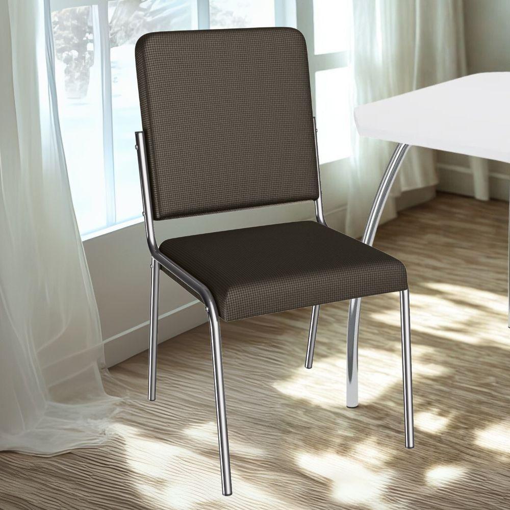 Kit 2 Cadeiras Cromada Sala Jantar 2C129CR Corino Kappesberg Marrom - 5