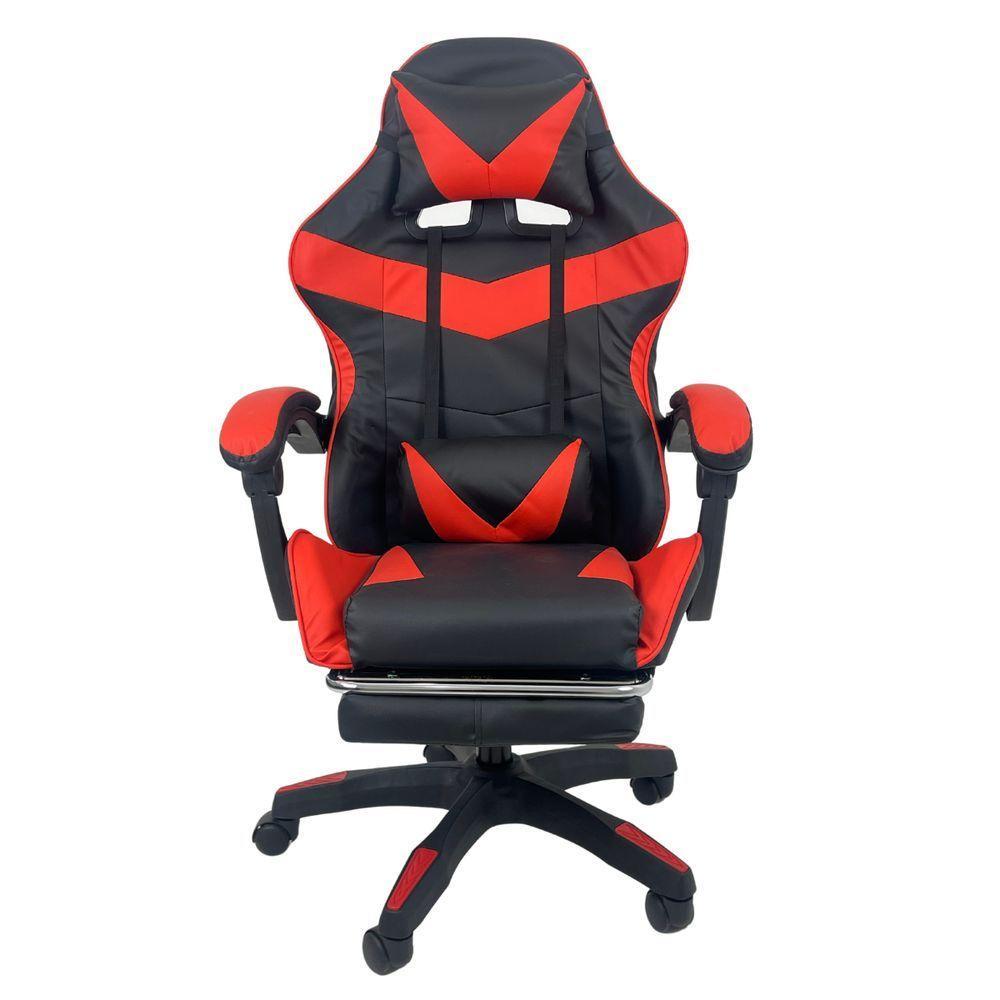 Kit 2 Cadeiras Gamer Stillus Ergonômica Com Apoio Para Os Pés - Vermelho - 2