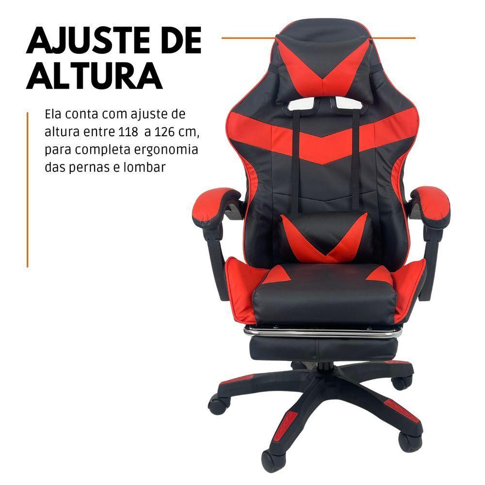 Kit 2 Cadeiras Gamer Stillus Ergonômica Com Apoio Para Os Pés - Vermelho - 4