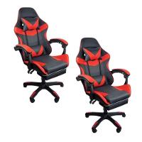 Kit 2 Cadeiras Gamer Stillus Ergonômica Com Apoio Para Os Pés - Vermelho - 1