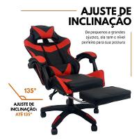Kit 2 Cadeiras Gamer Stillus Ergonômica Com Apoio Para Os Pés - Vermelho - 6