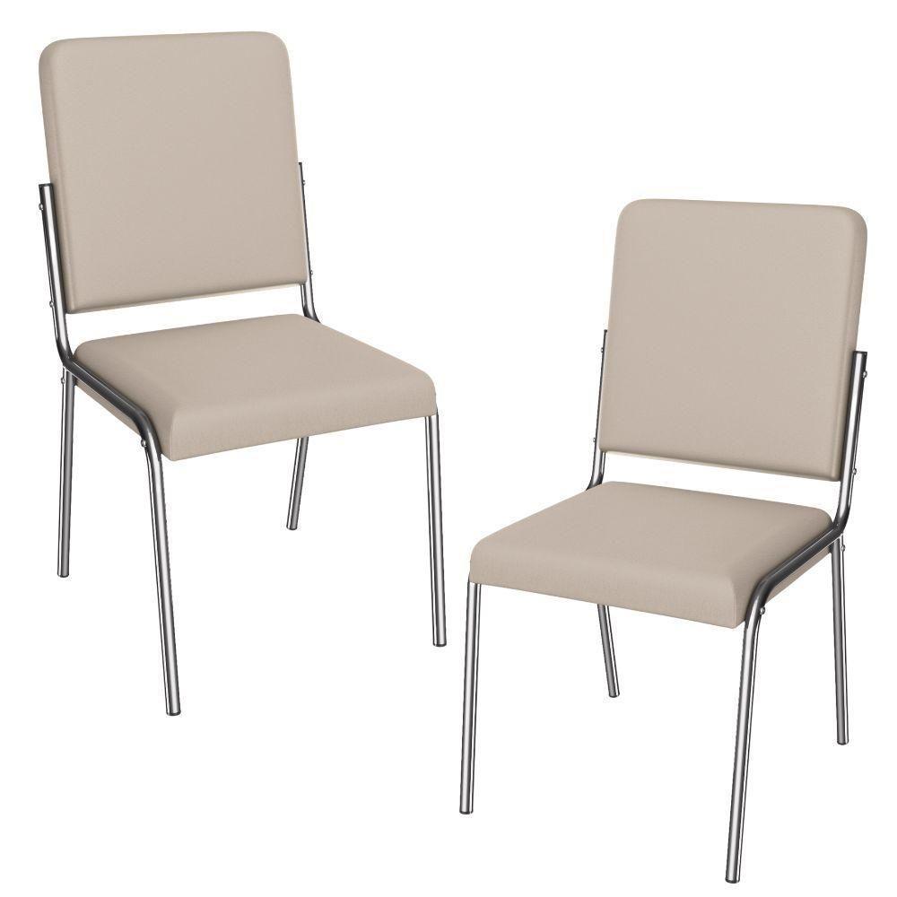 Kit 2 Cadeiras Cromada Sala Jantar 2C129CR Corino Kappesberg Nude - 1