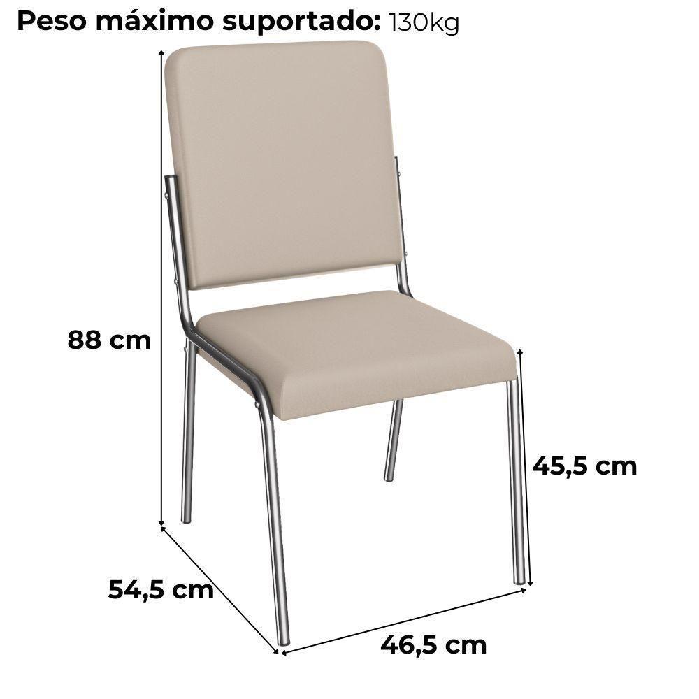Kit 2 Cadeiras Cromada Sala Jantar 2C129CR Corino Kappesberg Nude - 3
