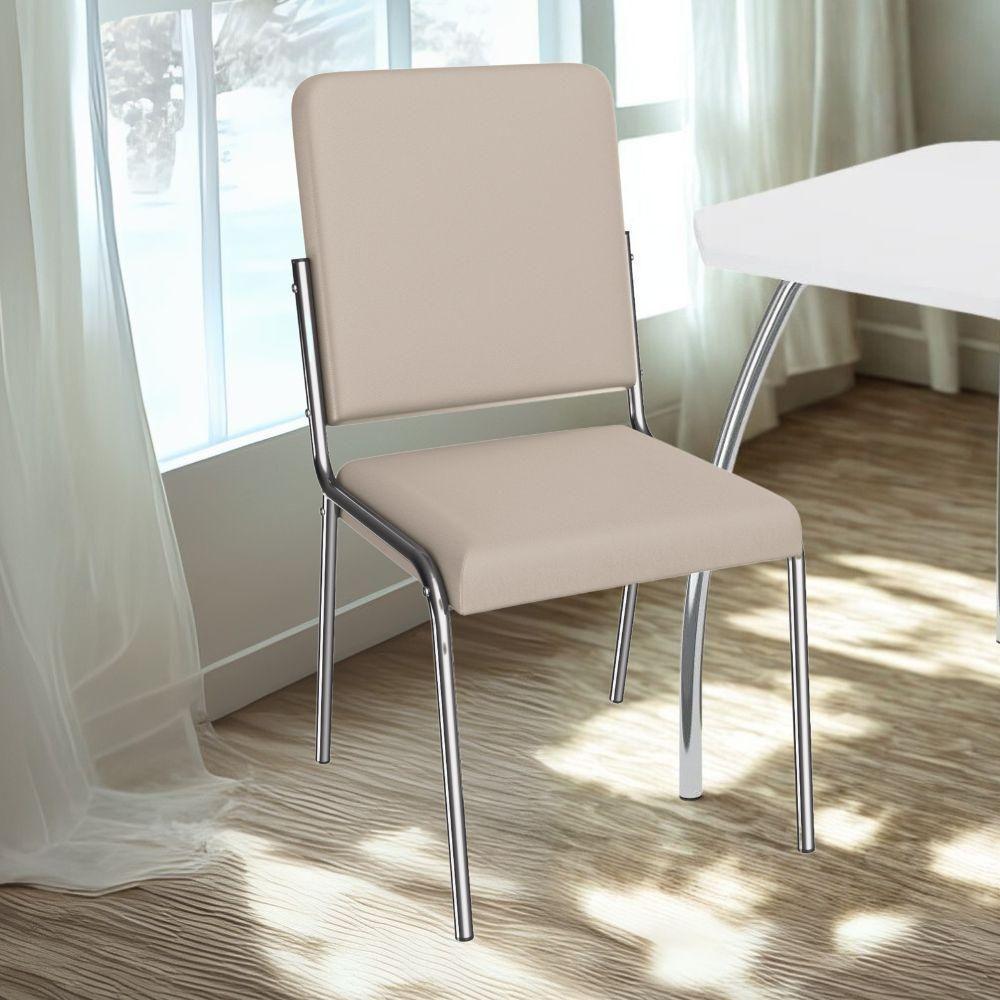 Kit 2 Cadeiras Cromada Sala Jantar 2C129CR Corino Kappesberg Nude - 6