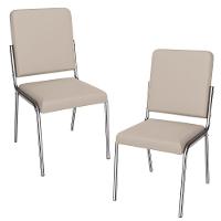 Kit 2 Cadeiras Cromada Sala Jantar 2C129CR Corino Kappesberg Nude - 1