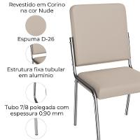 Kit 2 Cadeiras Cromada Sala Jantar 2C129CR Corino Kappesberg Nude