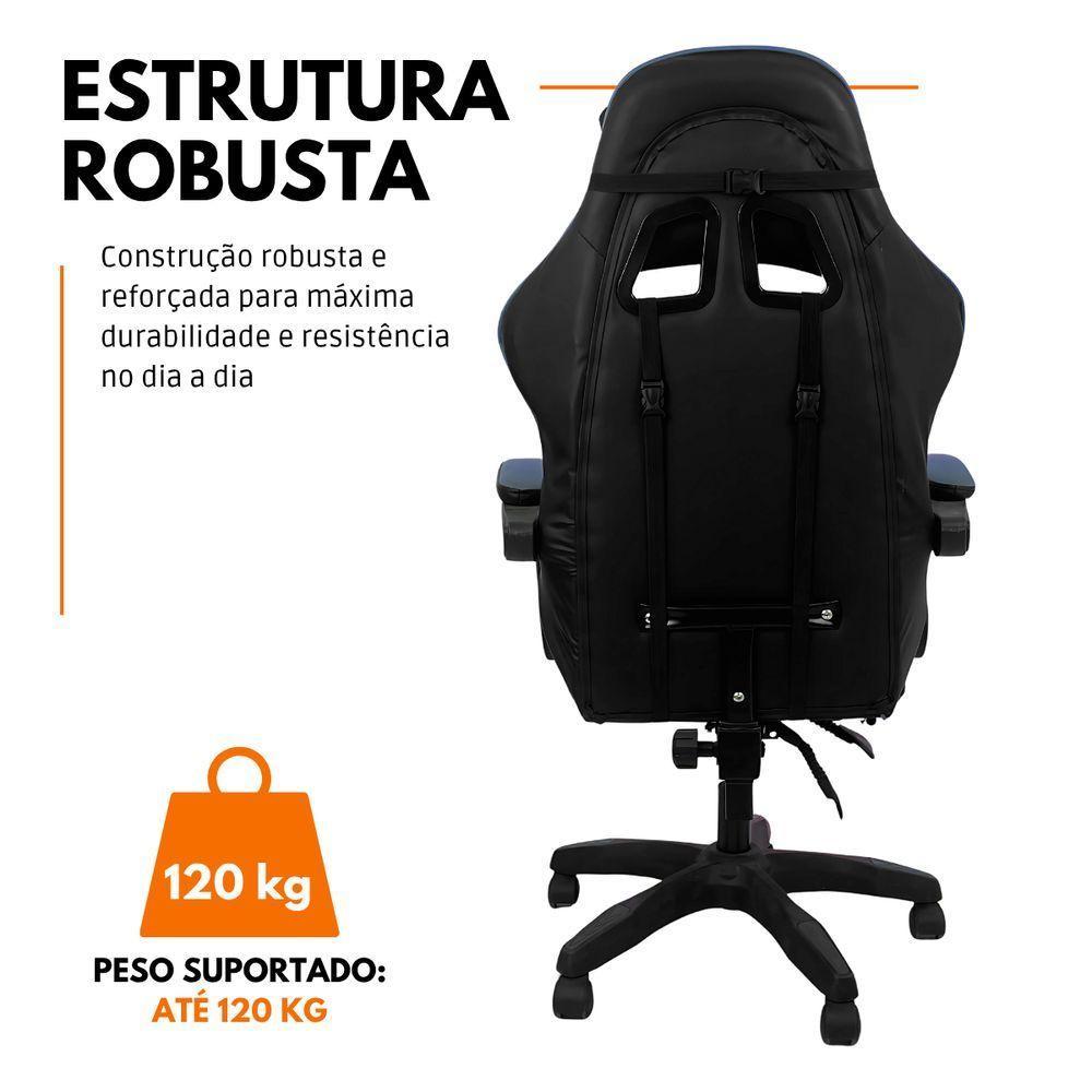 Kit 2 Cadeiras Gamer Stillus Ergonômica Com Apoio Para Os Pés - Azul - 7