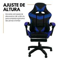 Kit 2 Cadeiras Gamer Stillus Ergonômica Com Apoio Para Os Pés - Azul - 2