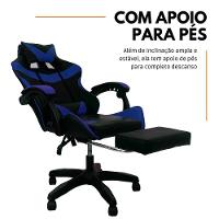 Kit 2 Cadeiras Gamer Stillus Ergonômica Com Apoio Para Os Pés - Azul - 3