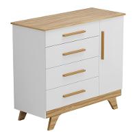 Cômoda Infantil Retrô 1 Porta E 4 Gavetas Branco Brilho/amêndoa - Móveis Peroba - 2