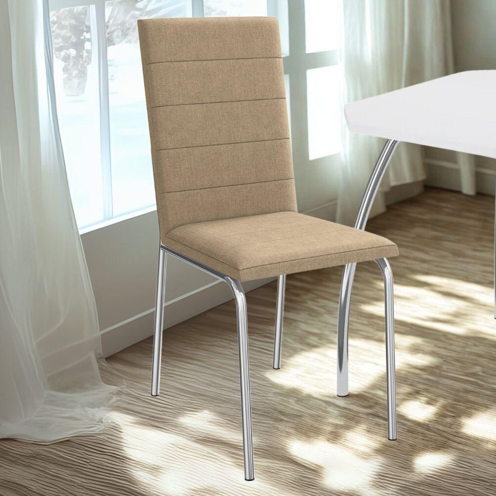 Kit 2 Cadeiras Cromada Sala Jantar 2C091CR Corino Kappesberg Capuccino - 2