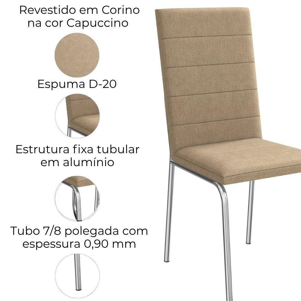 Kit 2 Cadeiras Cromada Sala Jantar 2C091CR Corino Kappesberg Capuccino - 4