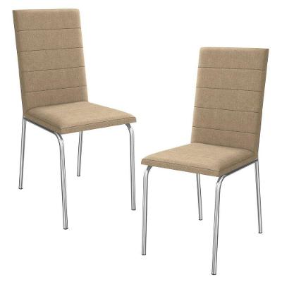 Kit 2 Cadeiras Cromada Sala Jantar 2C091CR Corino Kappesberg Capuccino