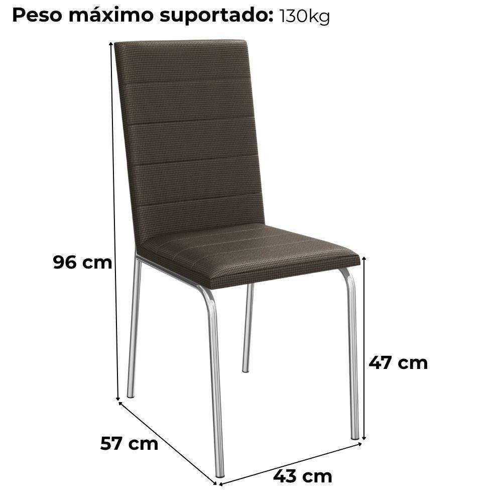 Kit 2 Cadeiras Cromada Sala Jantar 2C091CR Corino Kappesberg Marrom - 2